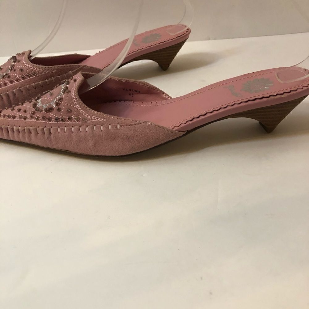 Yellow Box mules shoes pink sz 6.5 kitten heel - Picture 5 of 12